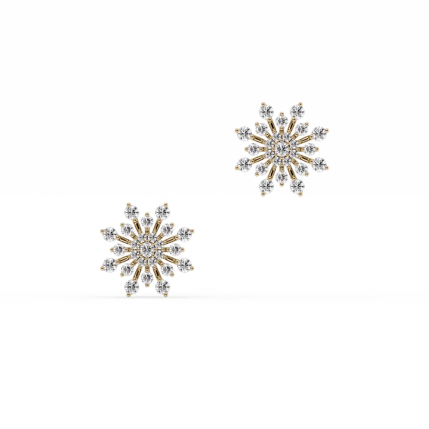 14k Yellow Gold Snowflake Studs