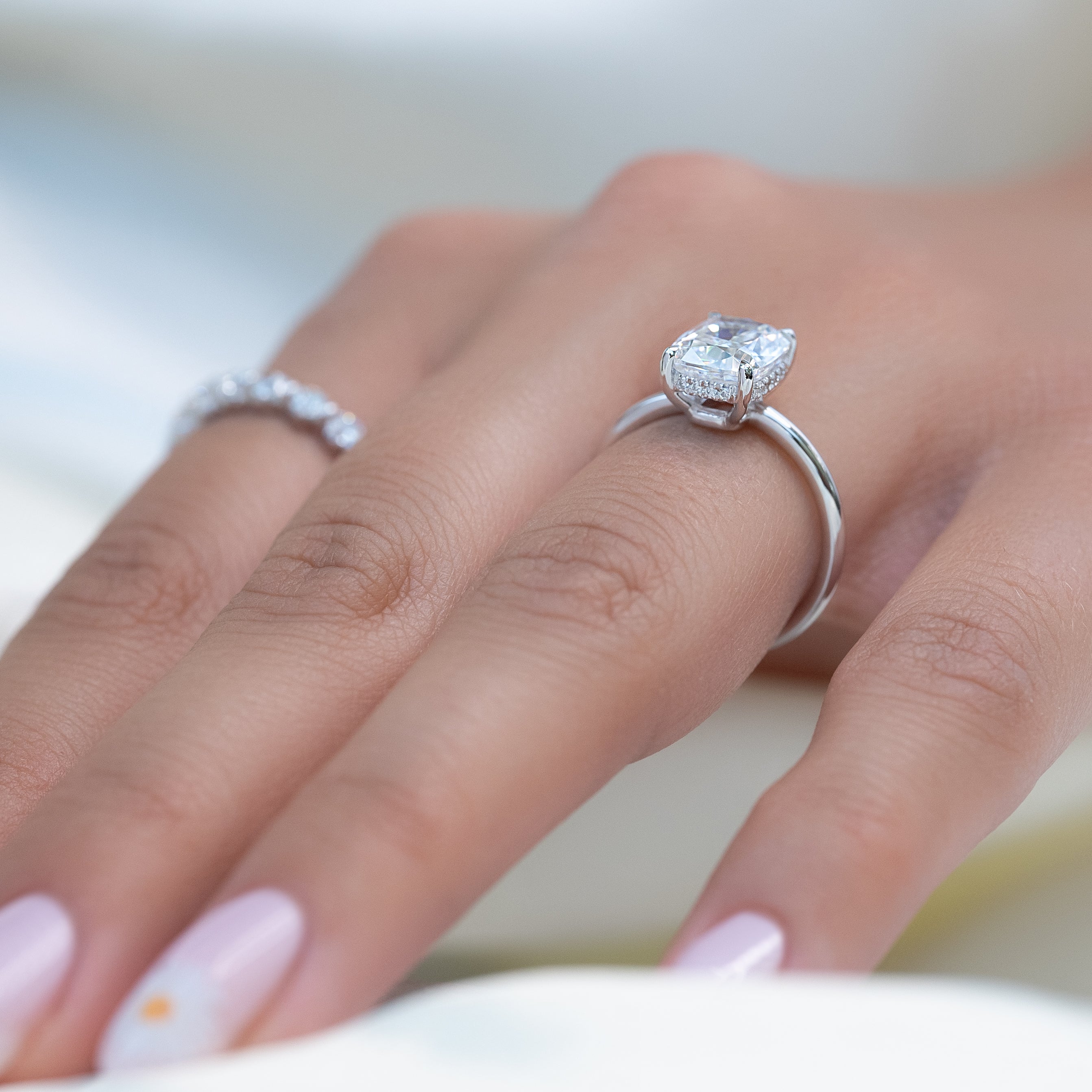 Rose Gold Engagement Ring, 1CT Round Diamond Promise Ring, Anniversary