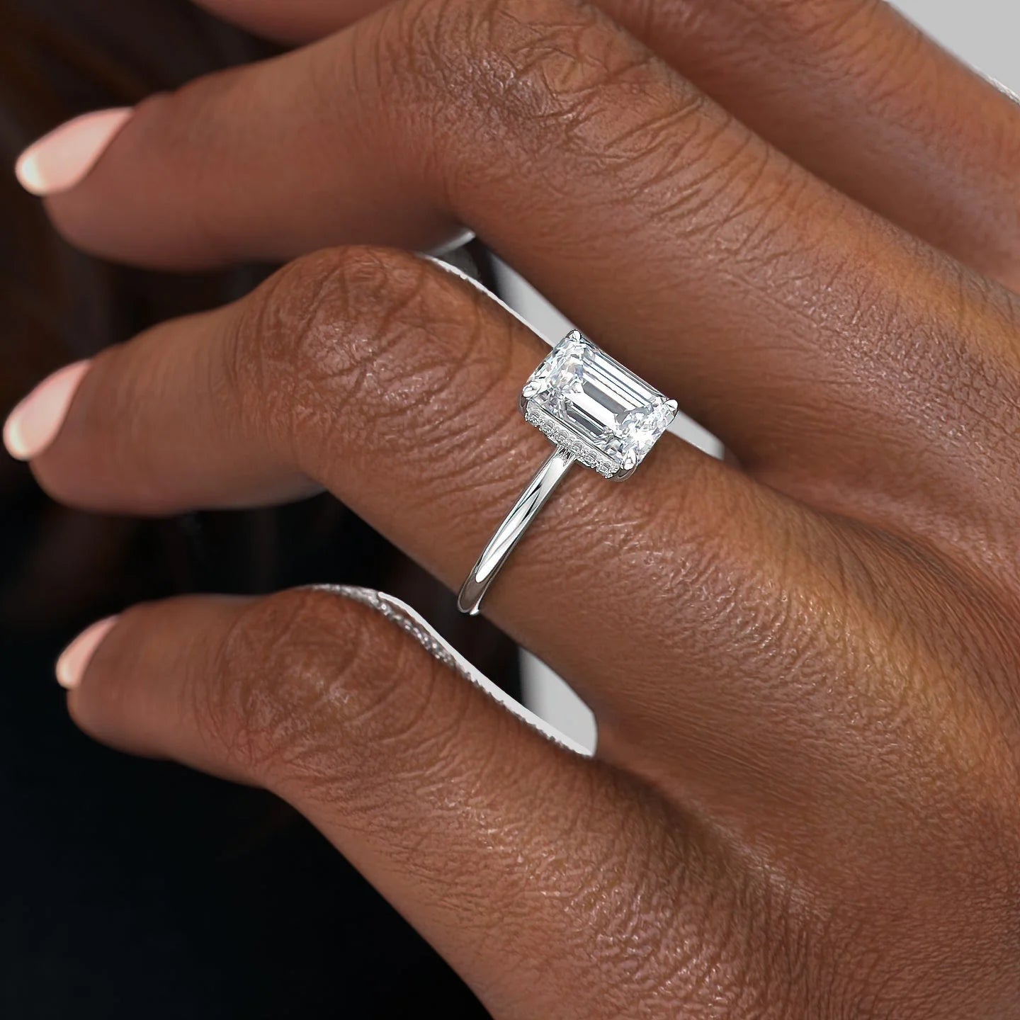 Large Moissanite Pear Engagement Ring Rose Gold Halo Diamond Ring | La More  Design