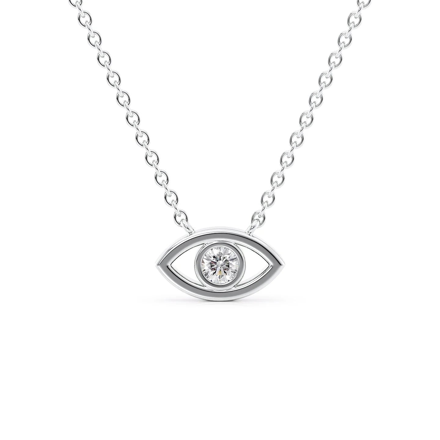 14k White Gold Evil Eye Pendant