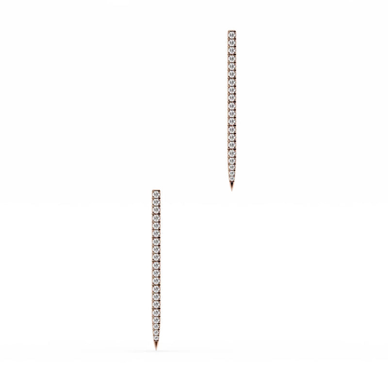 14k Rose Gold Pave Drop Earrings