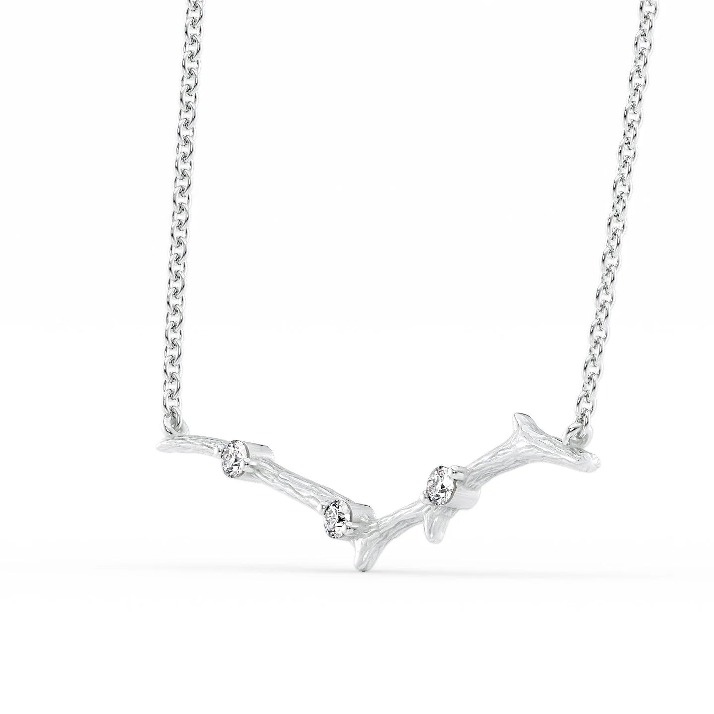 14k White Gold Small Textured Twig Pendant