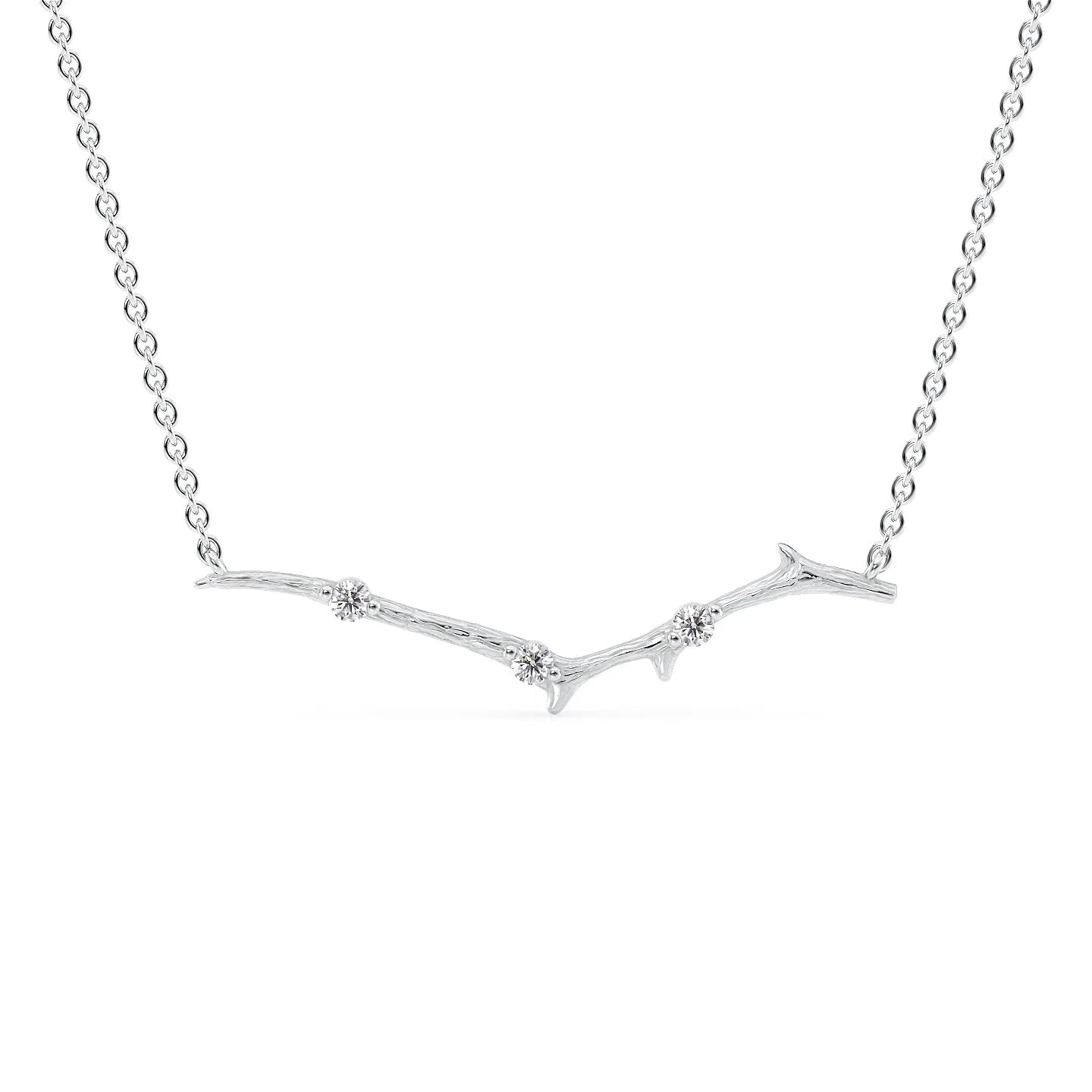 14k White Gold Small Textured Twig Pendant