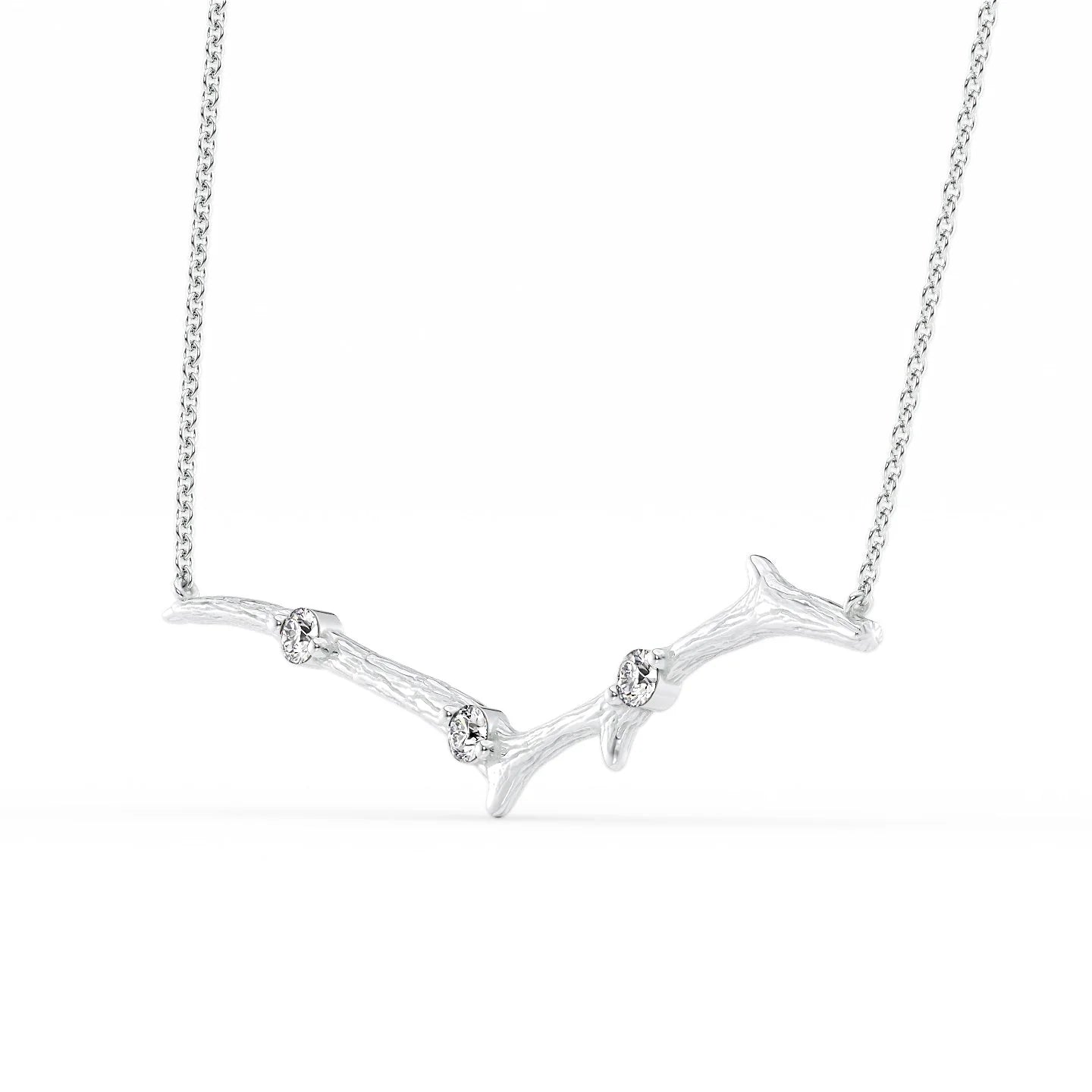 14k White Gold Large Textured Twig Pendant