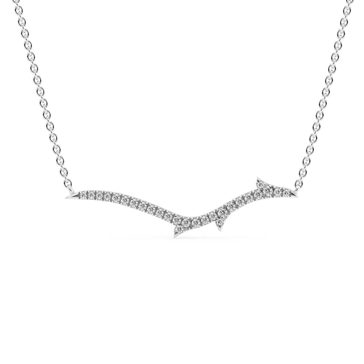 14k White Gold Small Twig Pave Pendant