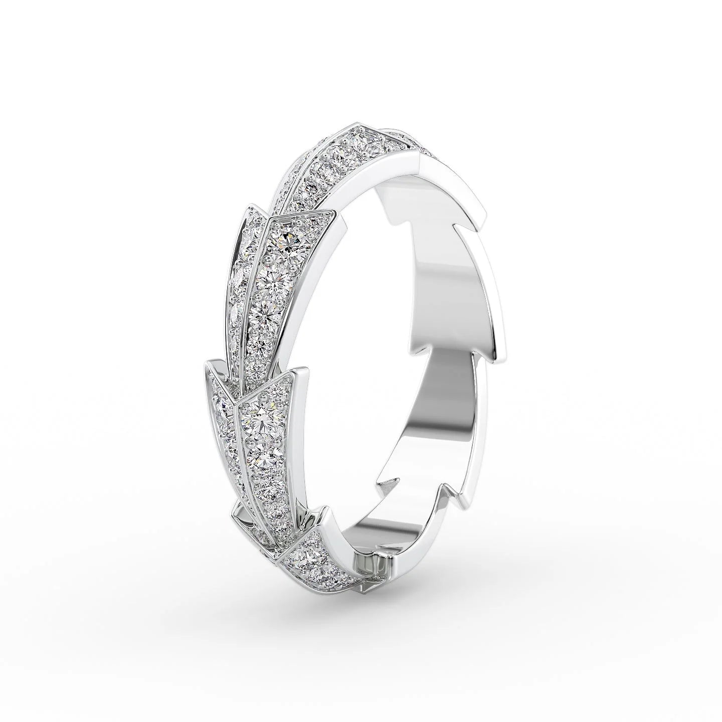 14k White Gold Arrow Pave Ring