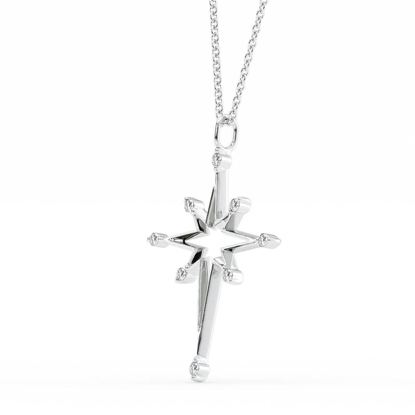 14k White Gold Distance North Star Pendant