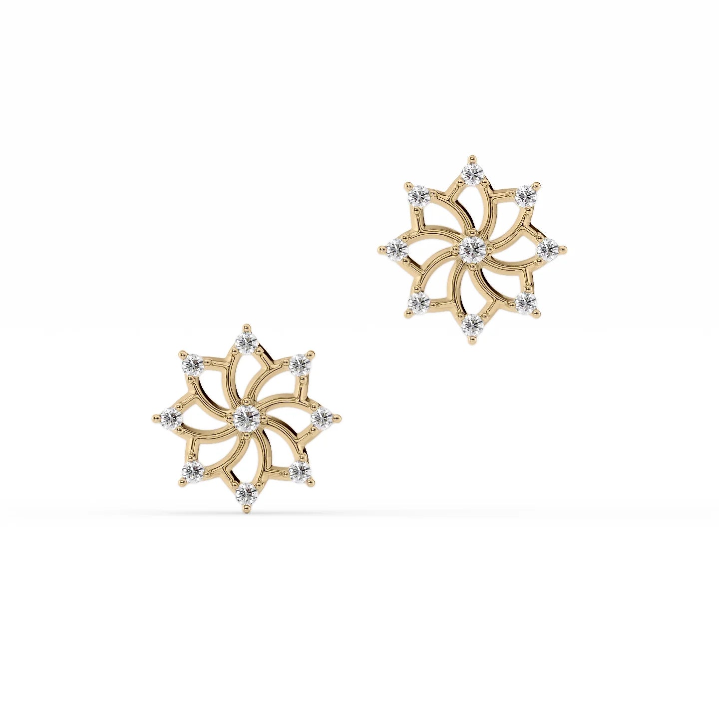 14K Yellow Gold Distance Mandala Studs