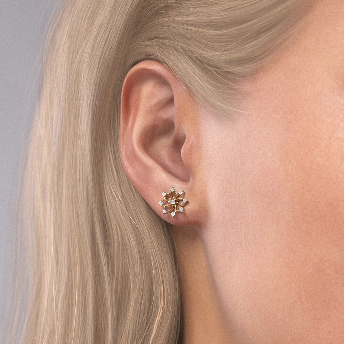 14K Yellow Gold Distance Mandala Studs