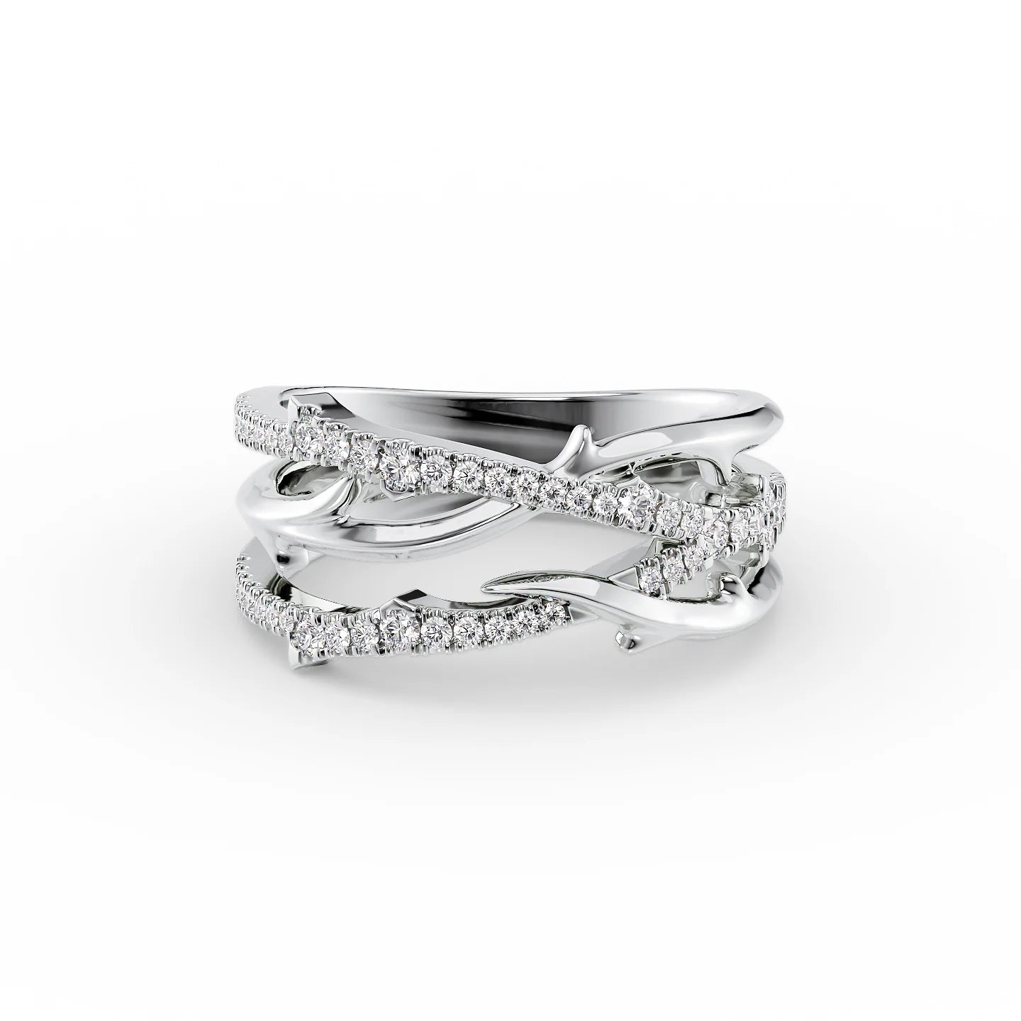 14k White Gold Double Pave Twig