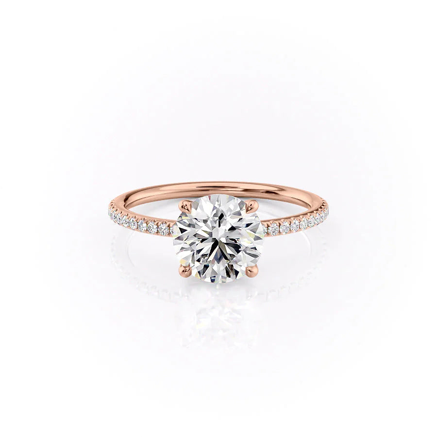 Keyzar · 4-Prong Pave Round Rose Gold Engagement Ring - The Pave Ashley ...