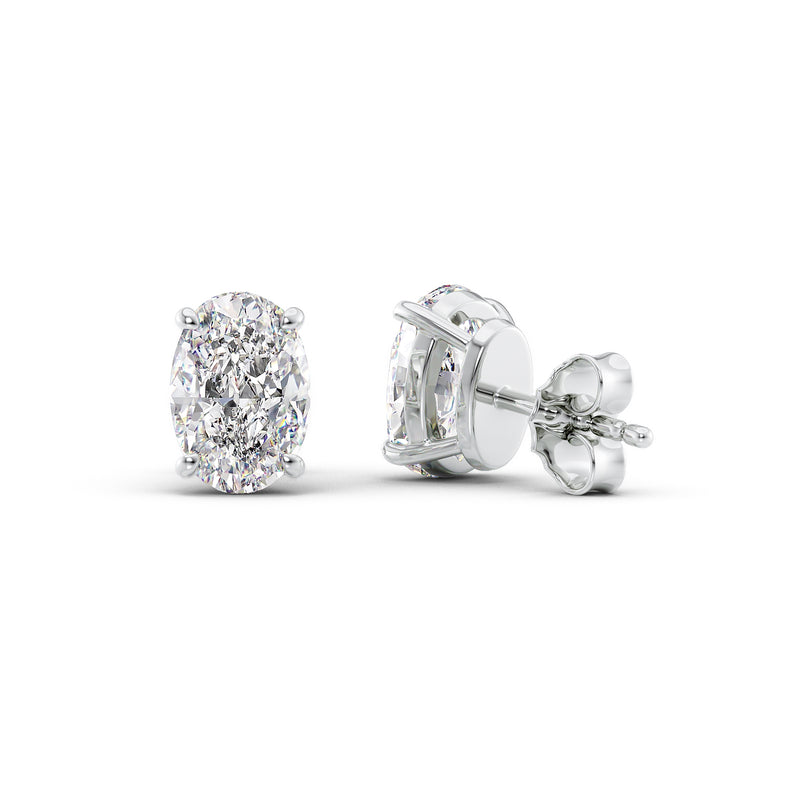 Basket Stud Earrings 4ct WG OV