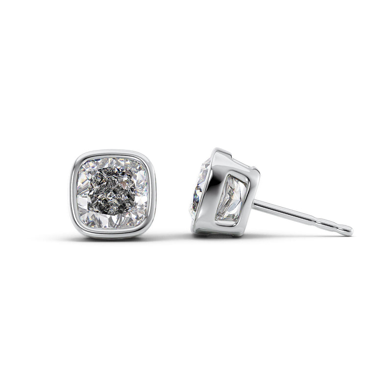 Bezel Stud Earrings 5ct WG CU