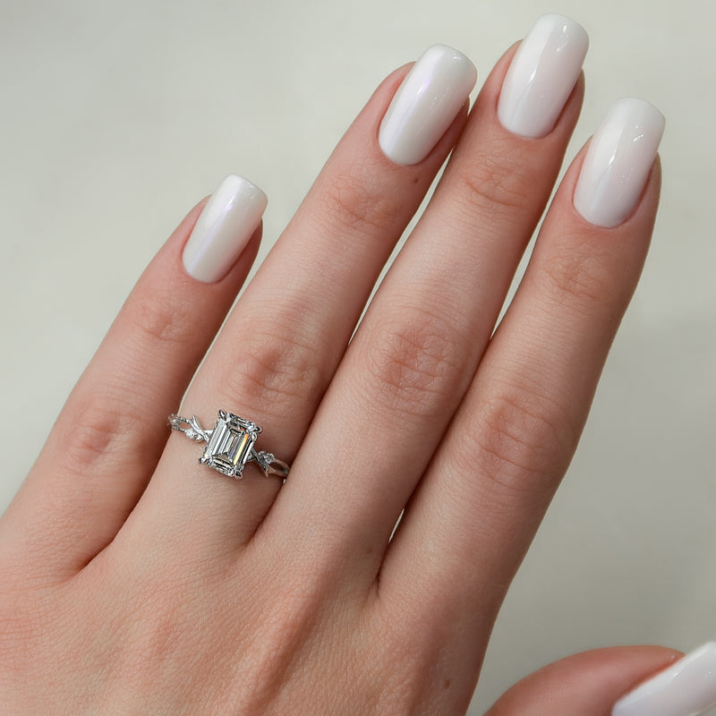 The Textured Twig - Engagement Ring Made in White Gold