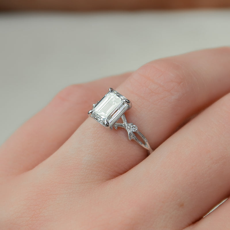 The Textured Twig - Engagement Ring Made in White Gold