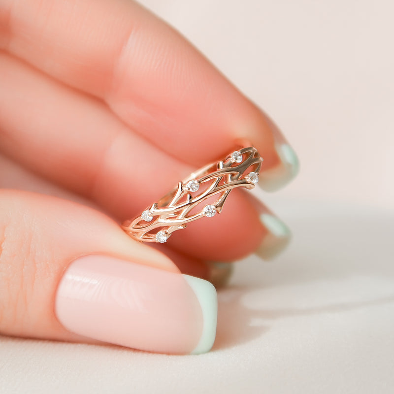 The Double Twig - Wedding Band Made in Rose Gold