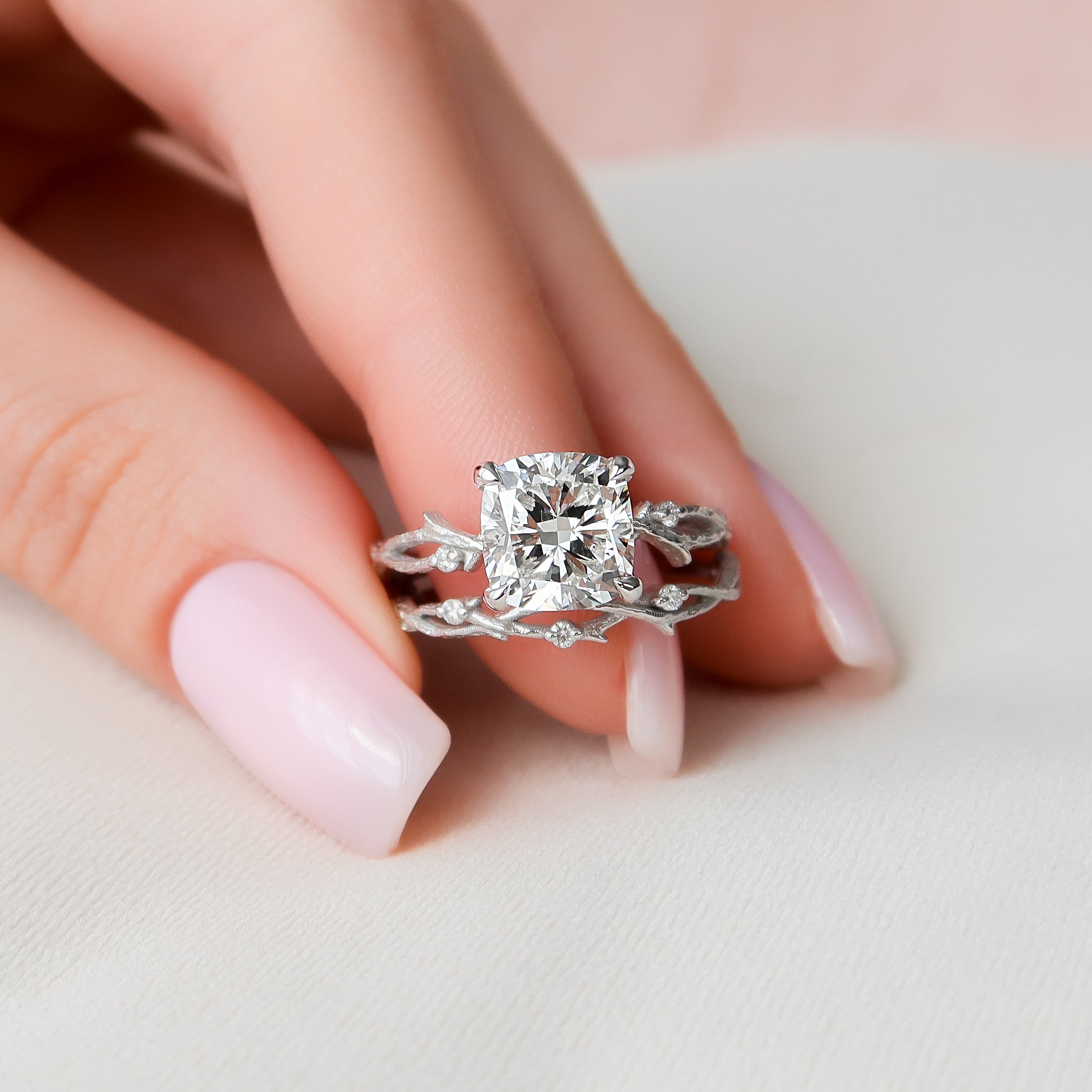 14k White Gold 1.50ct Diamond French Set Engagement Ring