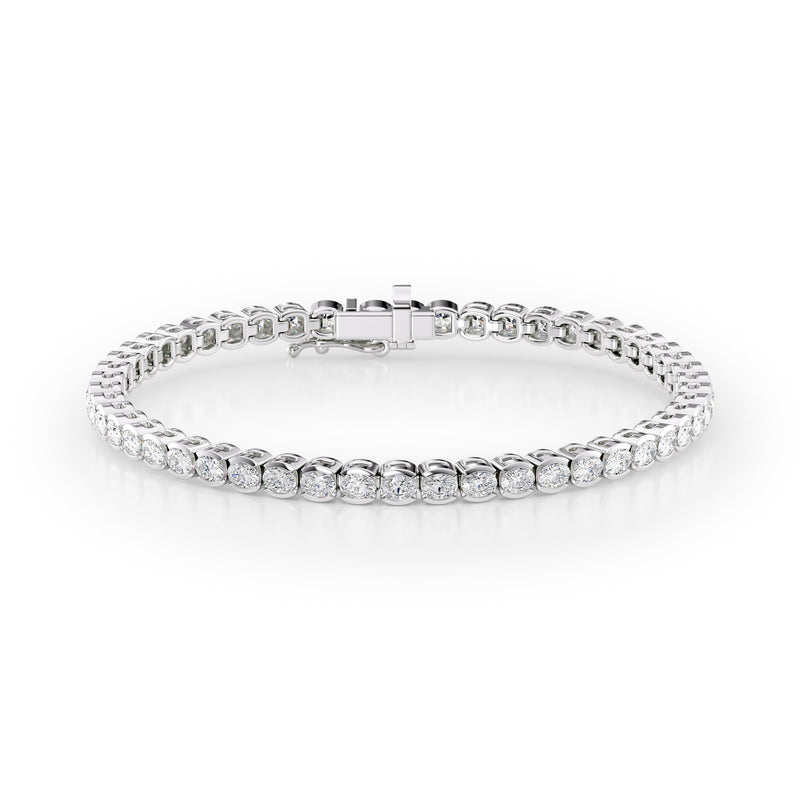 East West Half Bezel Oval Tennis Bracelet 5.0tcw WG