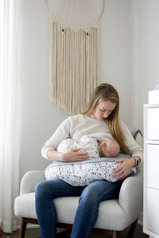 Luxe Gray Brushstrokes Pennydot Nursing Pillow