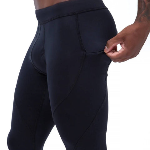 Men Compression Leggings Male Workout Football Pants with Pockets Cool Dry  Gym Running Tights Size Large – LANBAOSI