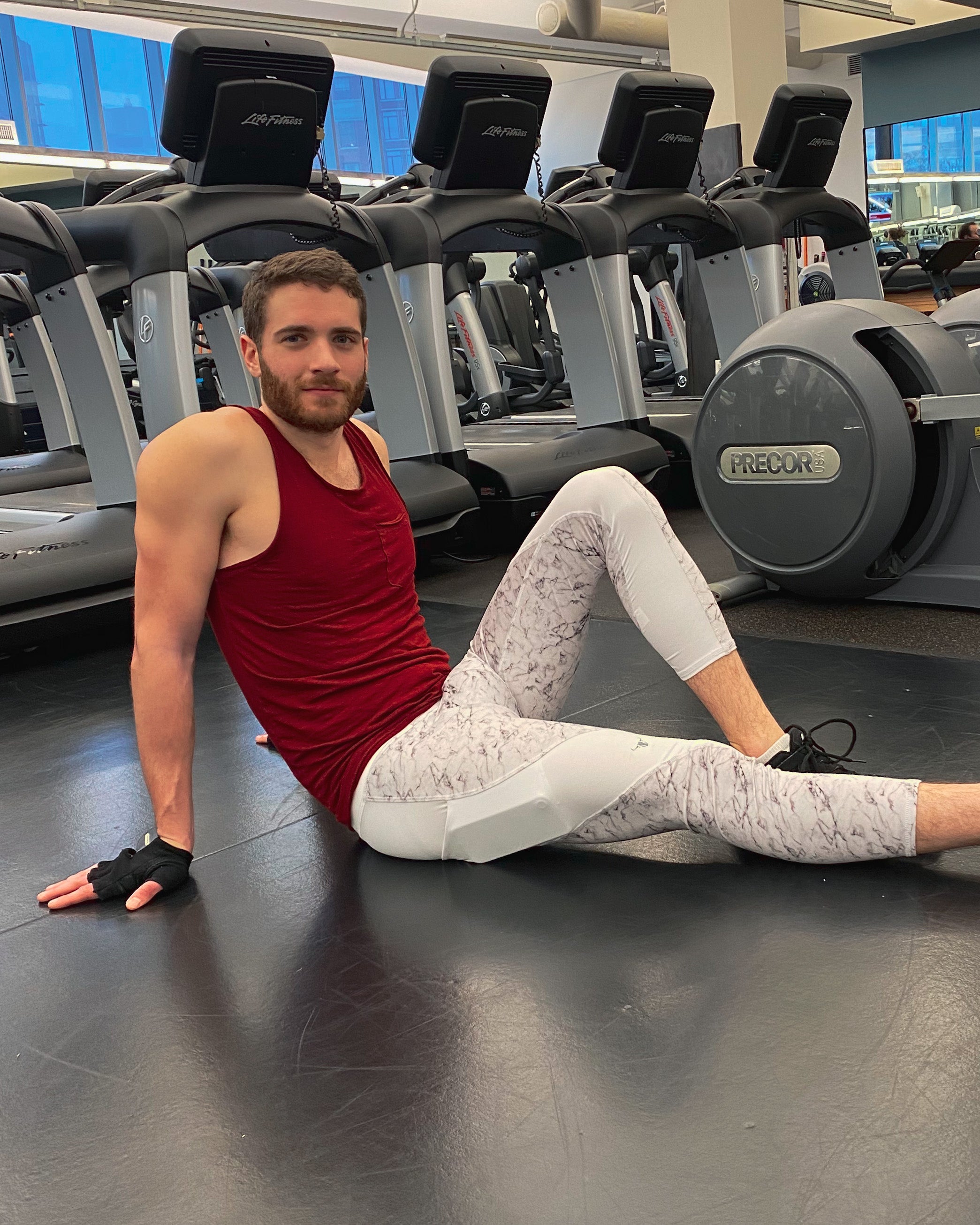 Man posing in Meggings