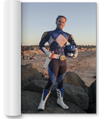 Man in Power Rangers costume made with Matador Meggings