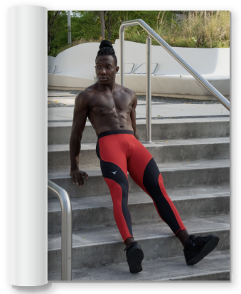 person of color wearing red and black meggings in a stake park