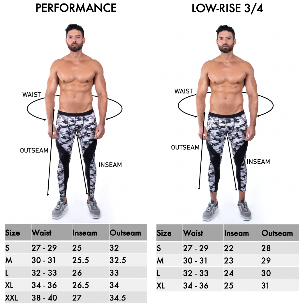 Matador Meggings Size Chart for Men's Leggings