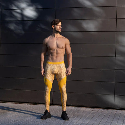 gold leggings for men