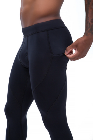 Black meggings with zipper pocket