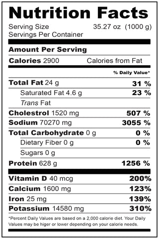 Nutritional Fact Baccala (Salted Cod) 3 lbs