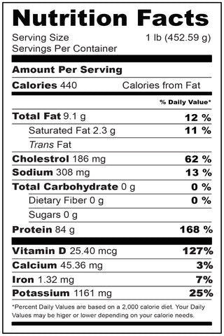 Nutritional Fact Whole Branzino 1 lbs