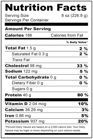 Nutritional Fact Fresh Cod Portion 8 oz