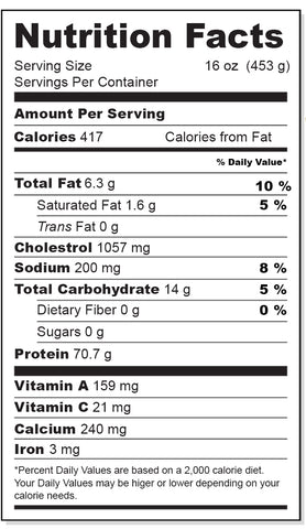 Nutritional Fact Squid Tubes and Tentacles