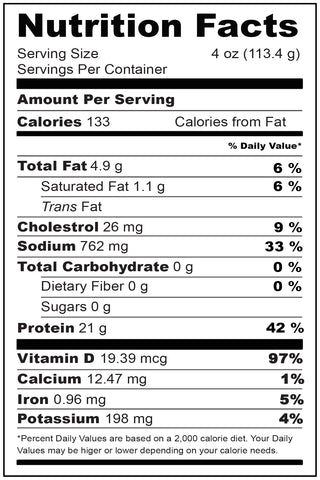 Nutritional Fact Smoked Salmon 4 oz