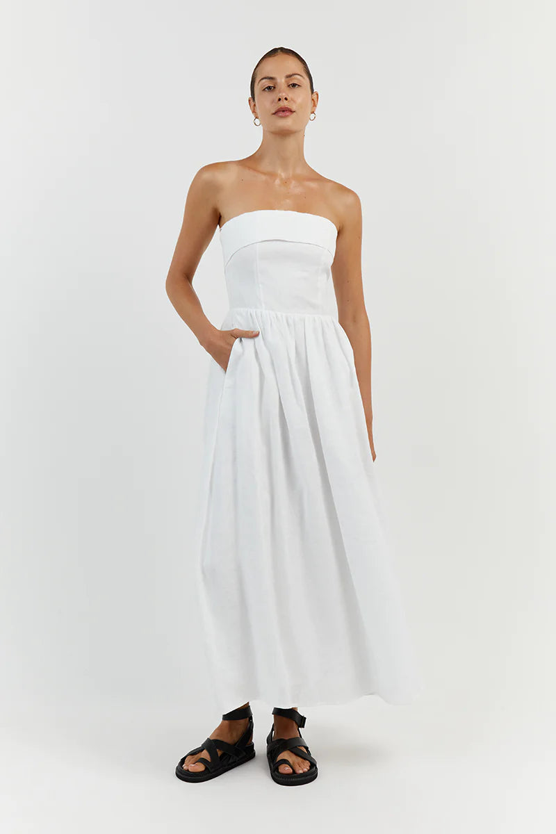 Dissh - Allie Linen Maxi - White | All The Dresses
