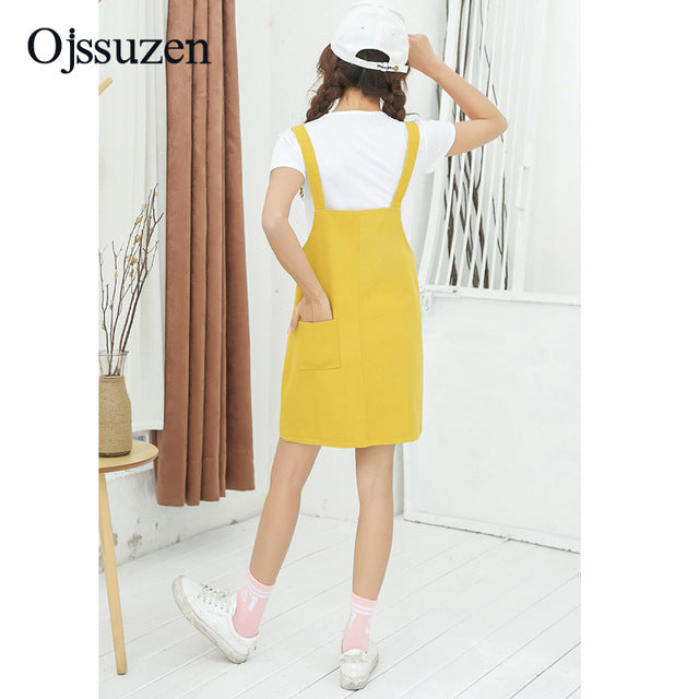 yellow dress overalls