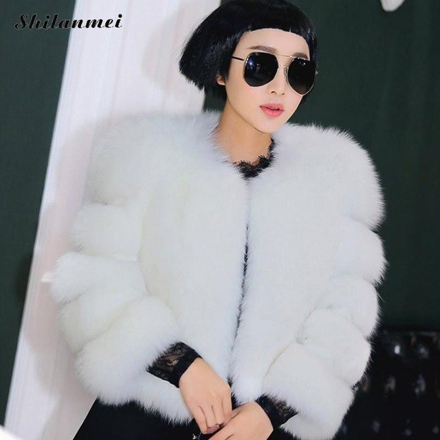 womens white faux fur coat