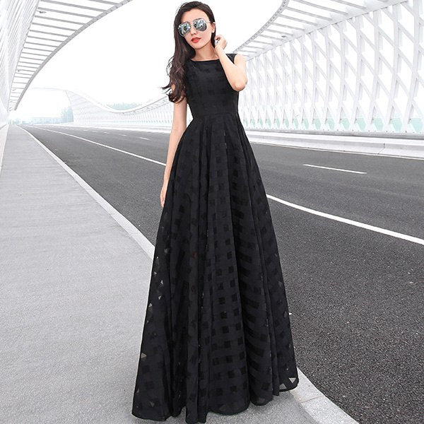 extra long black maxi dress