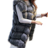 Fashion Women'S Sleeveless Jackets Luxury Faux Fox Fur Black Coat Long Vest   Winter Ladies Fake Fur Coats Thick Warm Fur