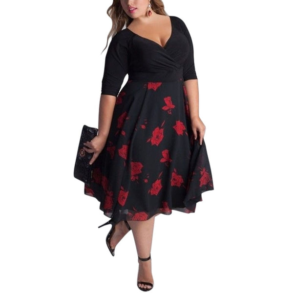 plus size three quarter sleeve dresses