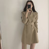 Women Korean Style Retro Suit Jacket Casual Loose Long Sleeve Trend Coat Sashes Vintage Lapel Outwear