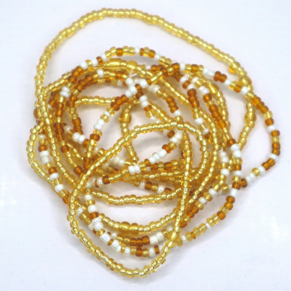Waist Beads / African Waist Chain - OSAZE - Peach / gold (elastic) –  AfricanFabs
