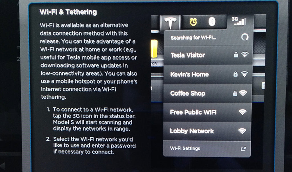 WiFi connection Tesla