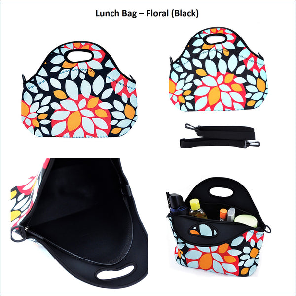 Lunch Bag - Floral (Black)