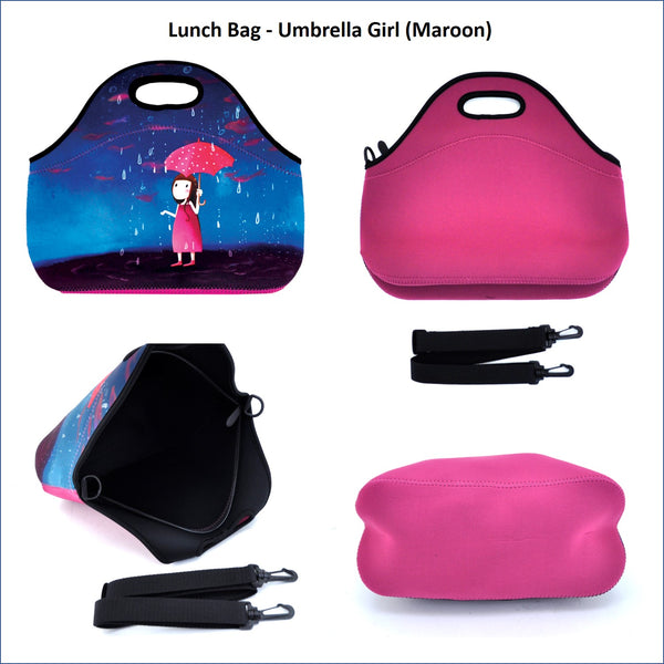 Lunch Bag - Umbrella Girl (Maroon)