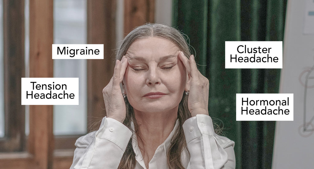 types of headache, lady holding her head