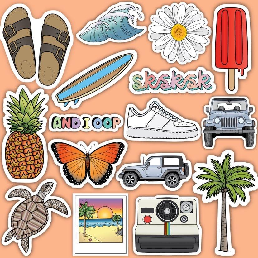 VSCO Aesthetic Multicolor 16 Sticker Pack | Big Moods