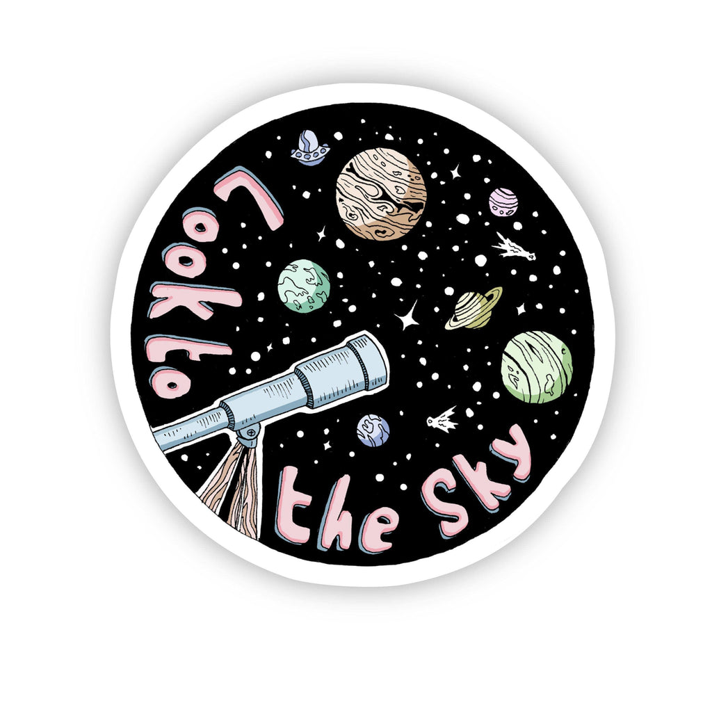 NASA Telescope & Planets Sticker Black & White – Big Moods