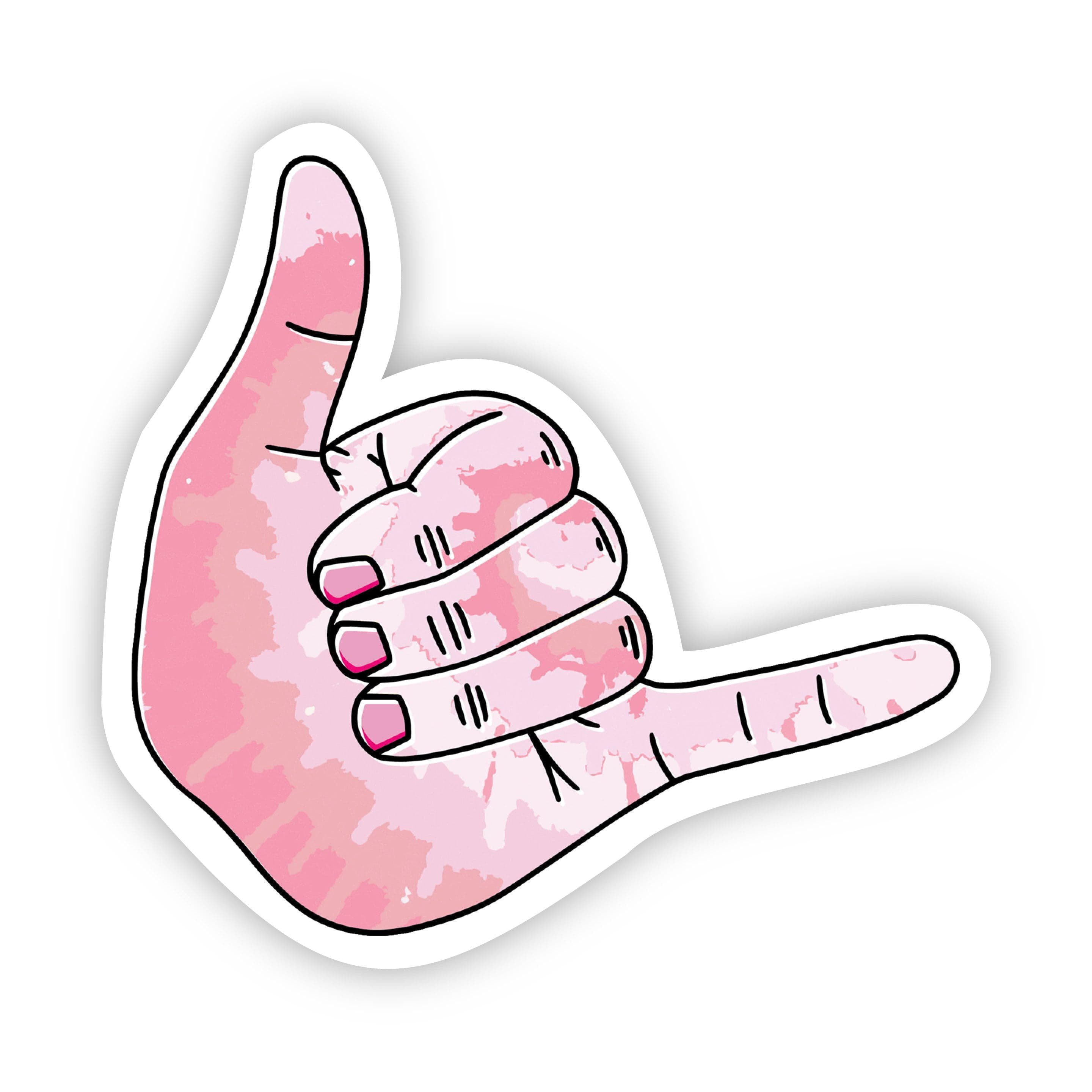 Shaka Pink Aesthetic Sticker - Hang Loose – Big Moods